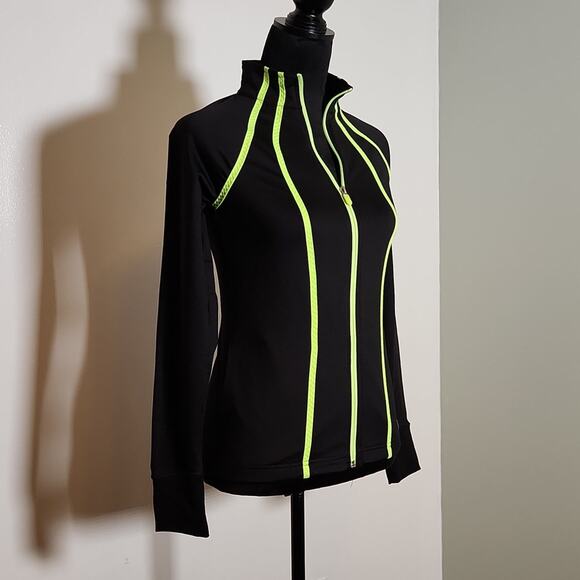 FILA Athletic Black & Neon Green Women's Zip Jacket, Size XS - Picture 4 of 12
